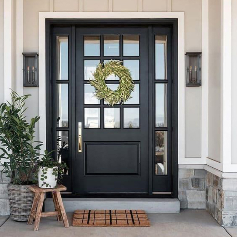 New Solid Wood Classic Style MDF PVC Entrance Door French Patio Doors