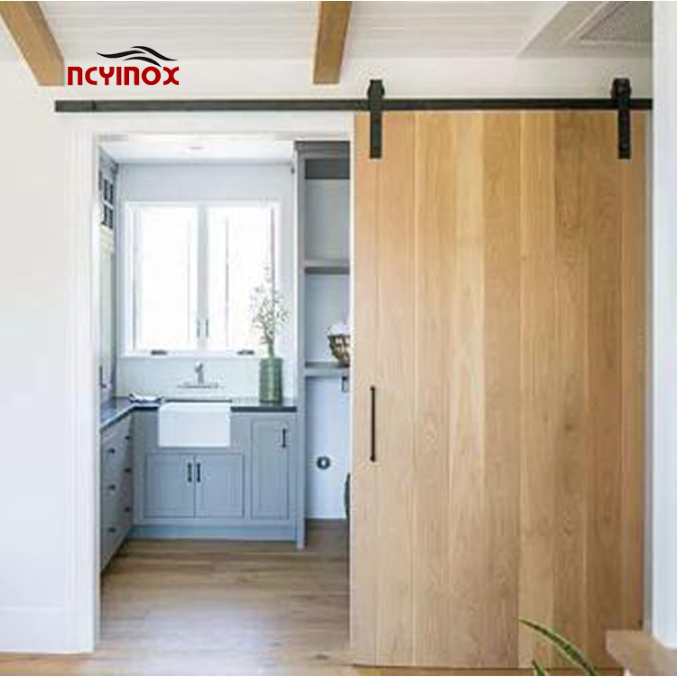 High Quality Black Hoone Sliding Barn Door Hardware Kit 6.6FT for Wood Barn Doors