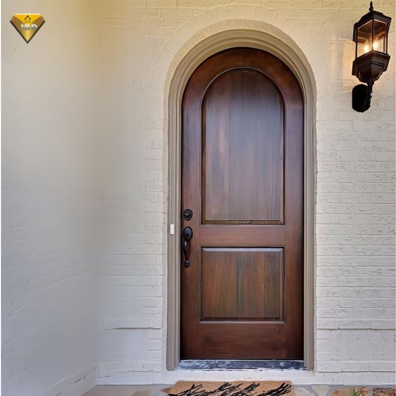 Hand Carved Antique Style House Entry Door Design Solid Wooden Round Oak Arched Interior Door