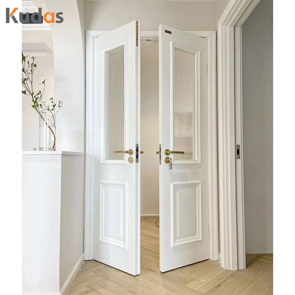 White Primed Interior Doors Wood MDF Internal Door Modern Prehung Interior Doors with Glass