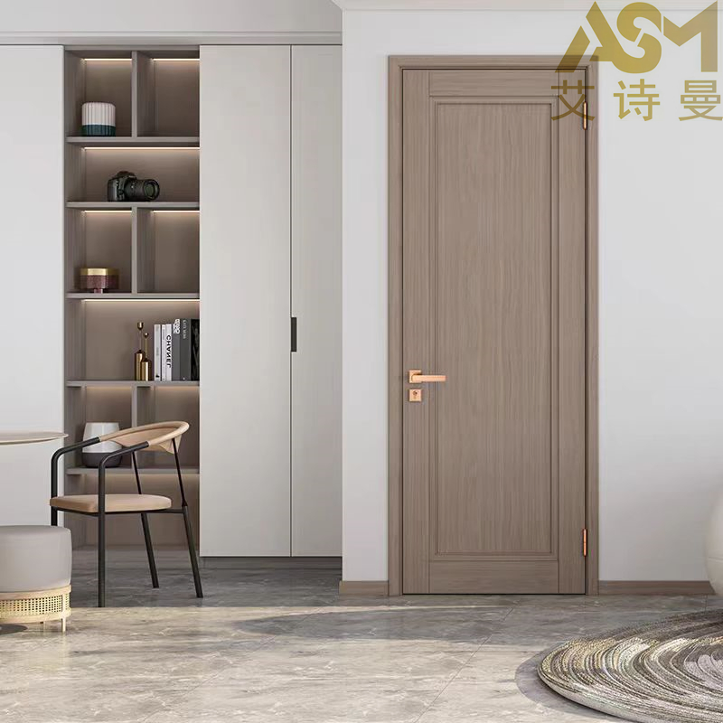 Modern Walnut Color Doors Interior Bedroom Door Handles Luxury Indoor Wooden Door Room Doors Wood Wood Veneer MDF Retro High Quality Wooden Door
