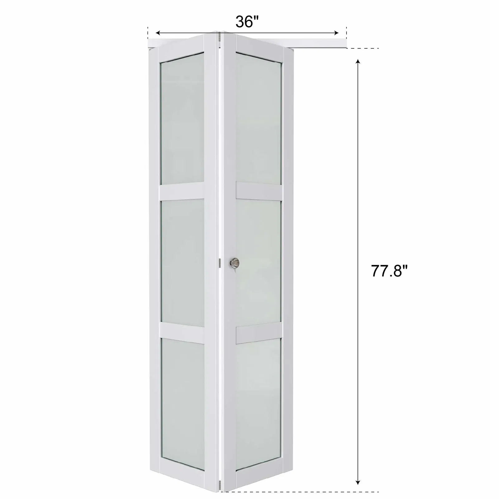 3 Lite White Primed Solid Wood MDF Interior Bifold Glass Doors