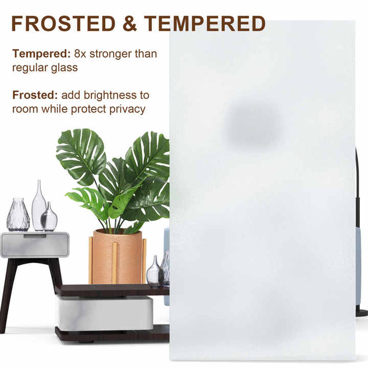 8FT Modern Wood Panel Tempered Clear Glass Solid Bifold Closet Doors Interior for Houses