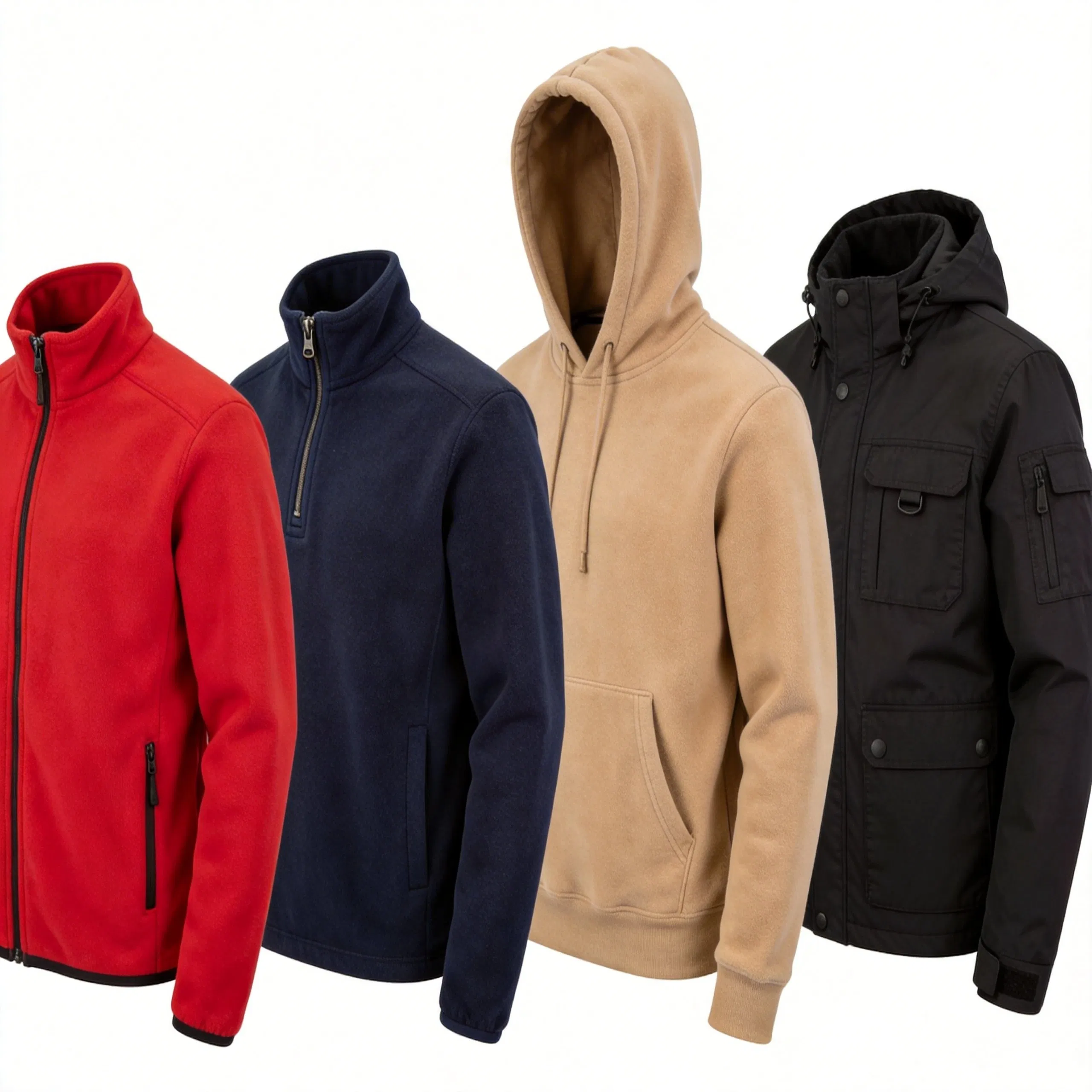 OEM Customize Uniforms Unisex Winter Soft Warm Thermal Flannel Stand Collar Hooded Safari Style Polar Fleece Jacket