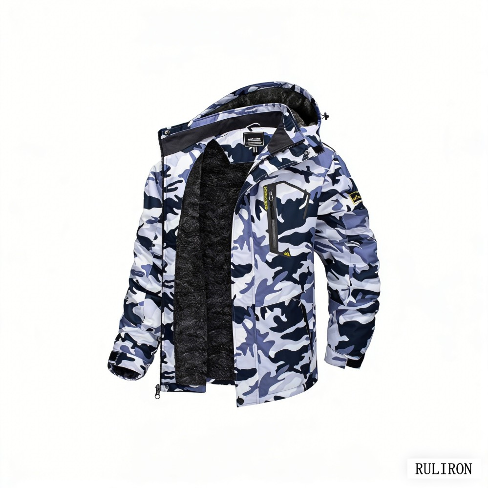 Custom Men's Winter Warm Waterproof Fleece Coat Insulated Thermal Ski Jacket Parka Raincoat with Hood