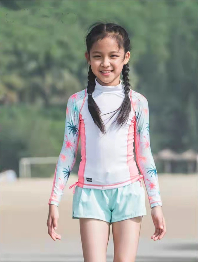 Best Chocie and Selling Girls Kids Long Sleeve Rashguard Swimsuit, Swimwear, Sunsuit with UV 50+ Sun Protection