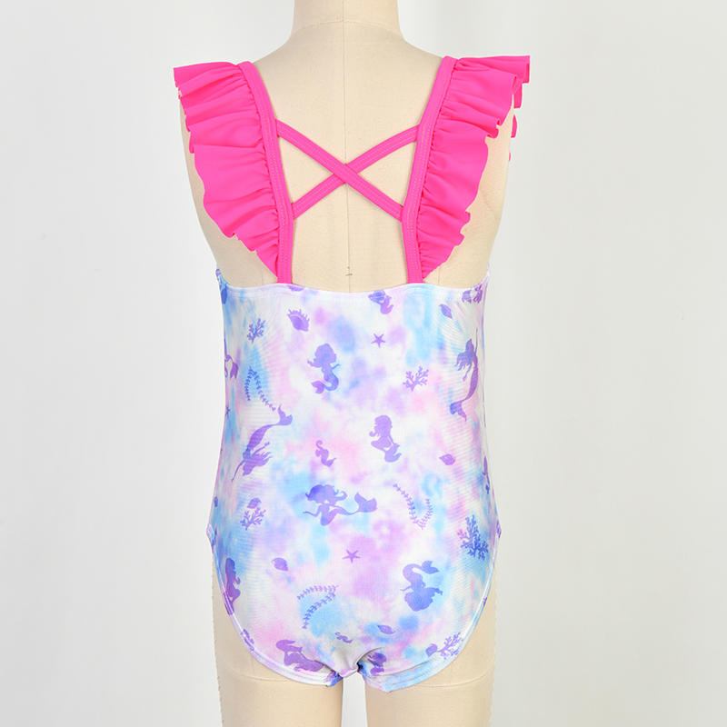 Kids One Piece Swimsuit Shiny Fabric Bathing Suit UV Protection Children Swimwear