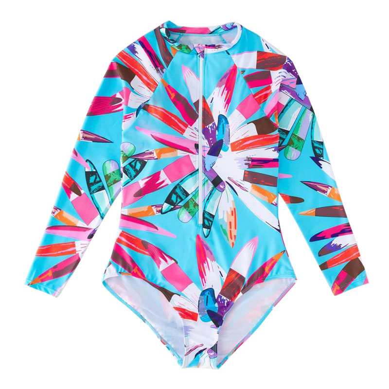 Surf Swimsuit Long Sleeves Rash Guard Quick Dry UV Protection Beach Swimwear