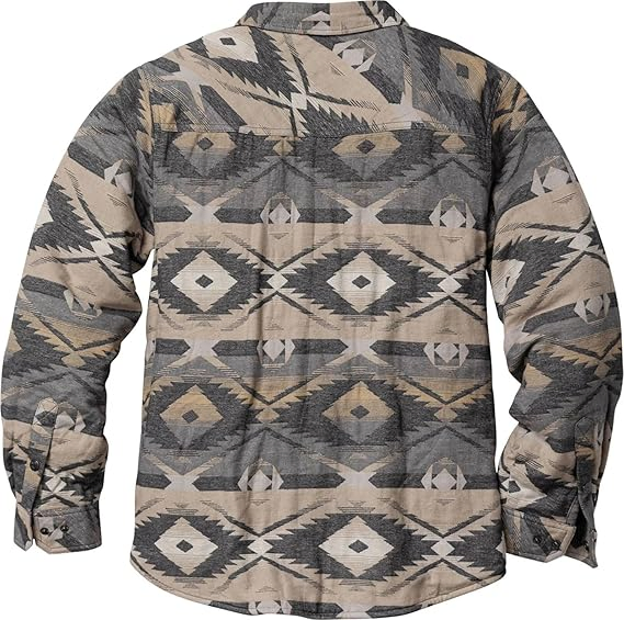 Custom Mens Aztec Flannel Shirt Jacket Thermal Lined Button Front Chest Pocket Winter Shacket