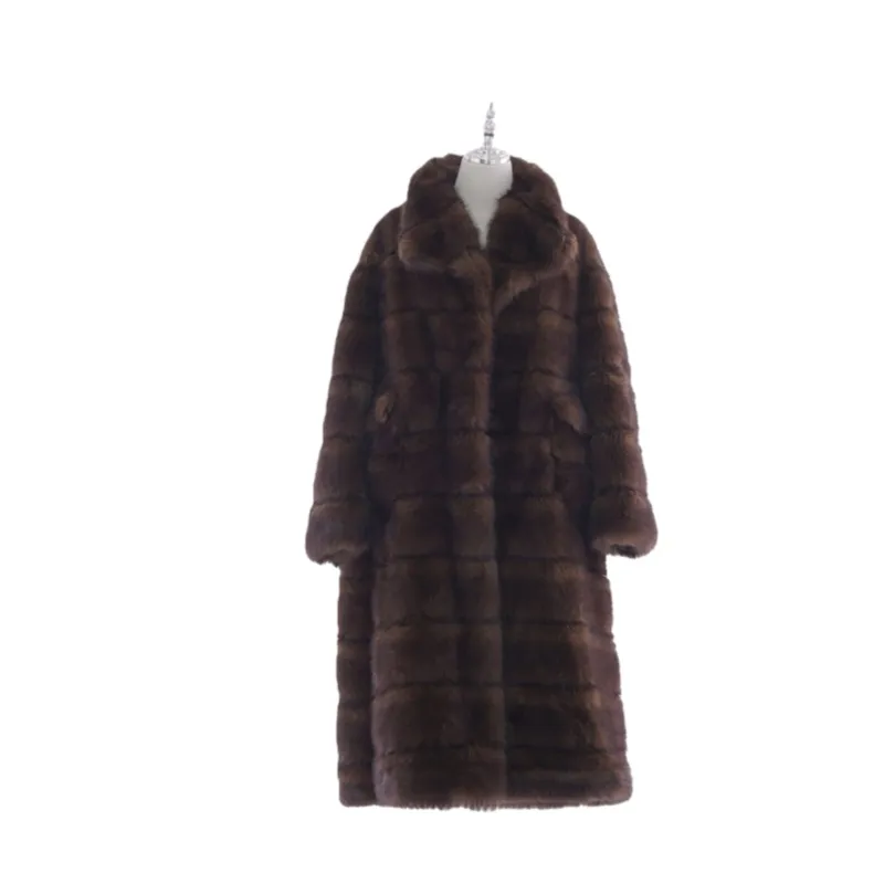 Brown faux sable long coat
