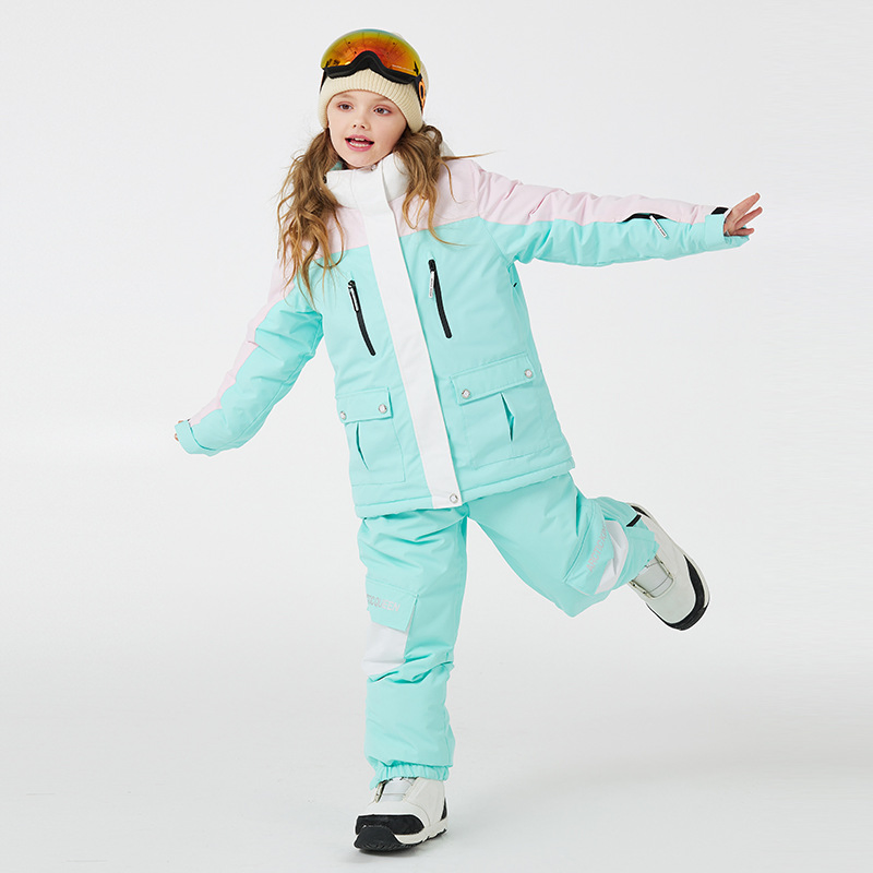 Boy Girl Snowboarding Jacket and Pants Sportswear Sets Waterproof Children Ski Suits