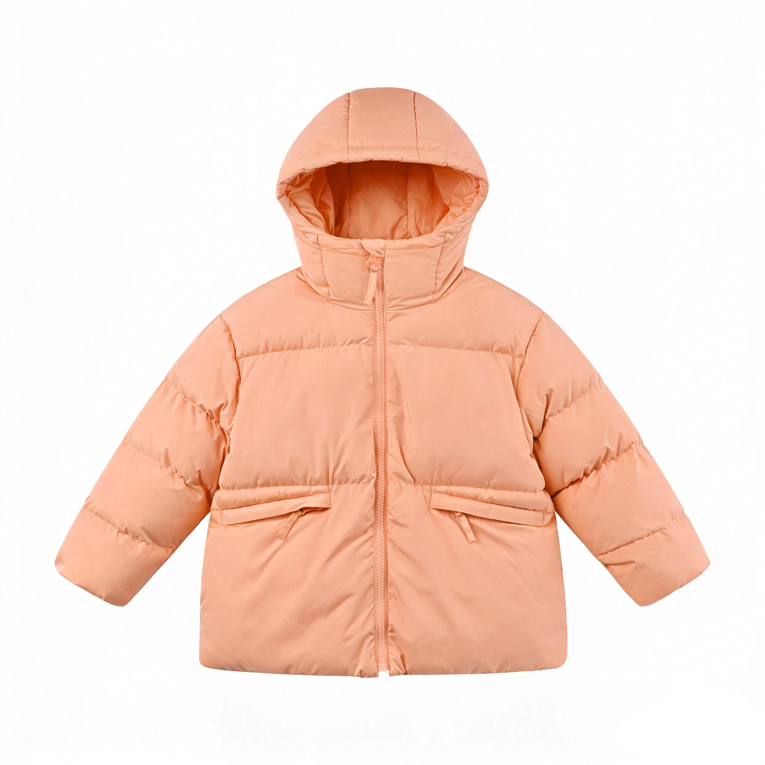 Kids' Hooded Puffer Jacket with Pockets for Winter Warmth