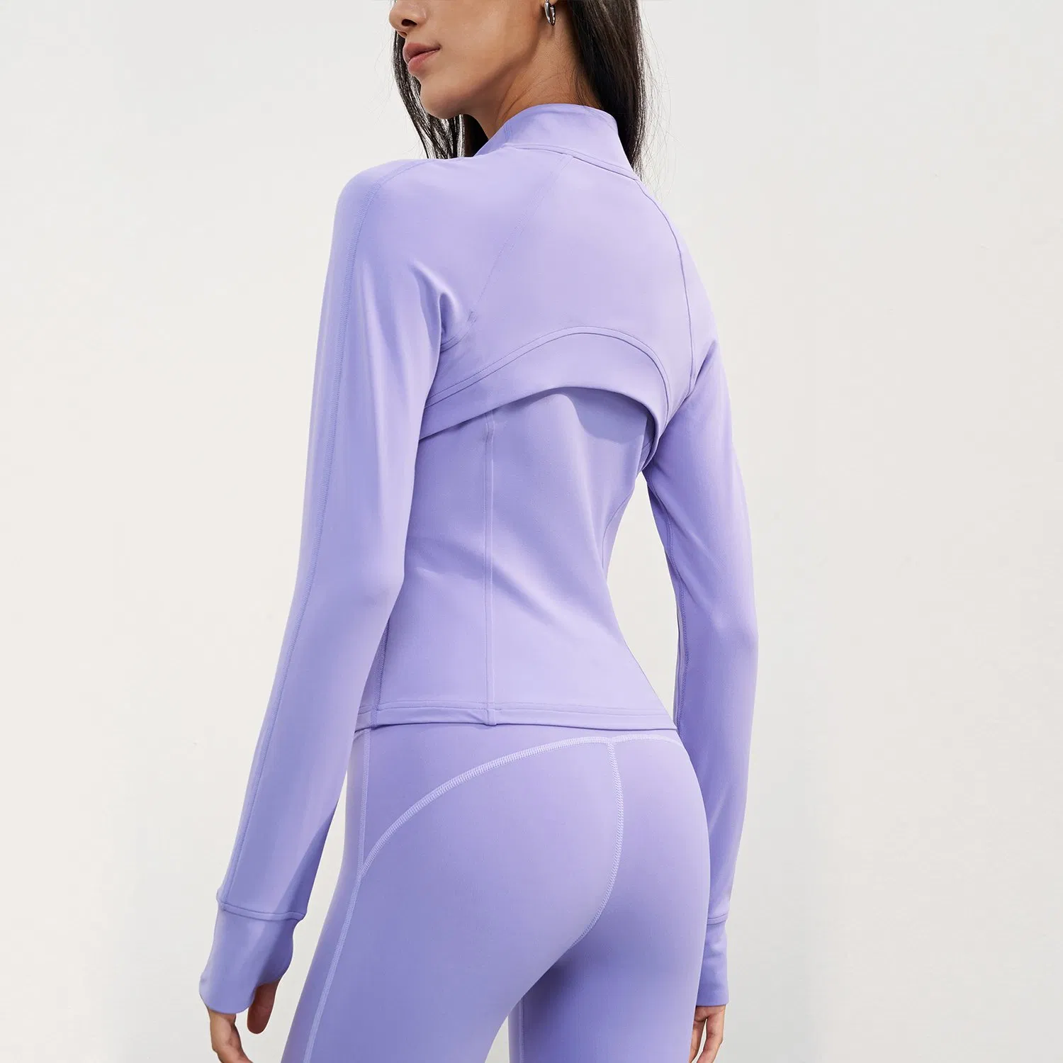 Qumor Breathable Athleisure Casual Zip Coat Sports Running Gym Yoga Top Seamless Long Sleeve Jacket