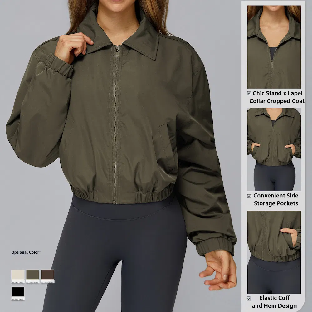 Wholesale Stree Fashion Winter Quilted Coats Long Sleeve Insulated Bomber Jackets for Women, Premium Waterproof Lapel Colla Zipper Outerwear with Side Pockets