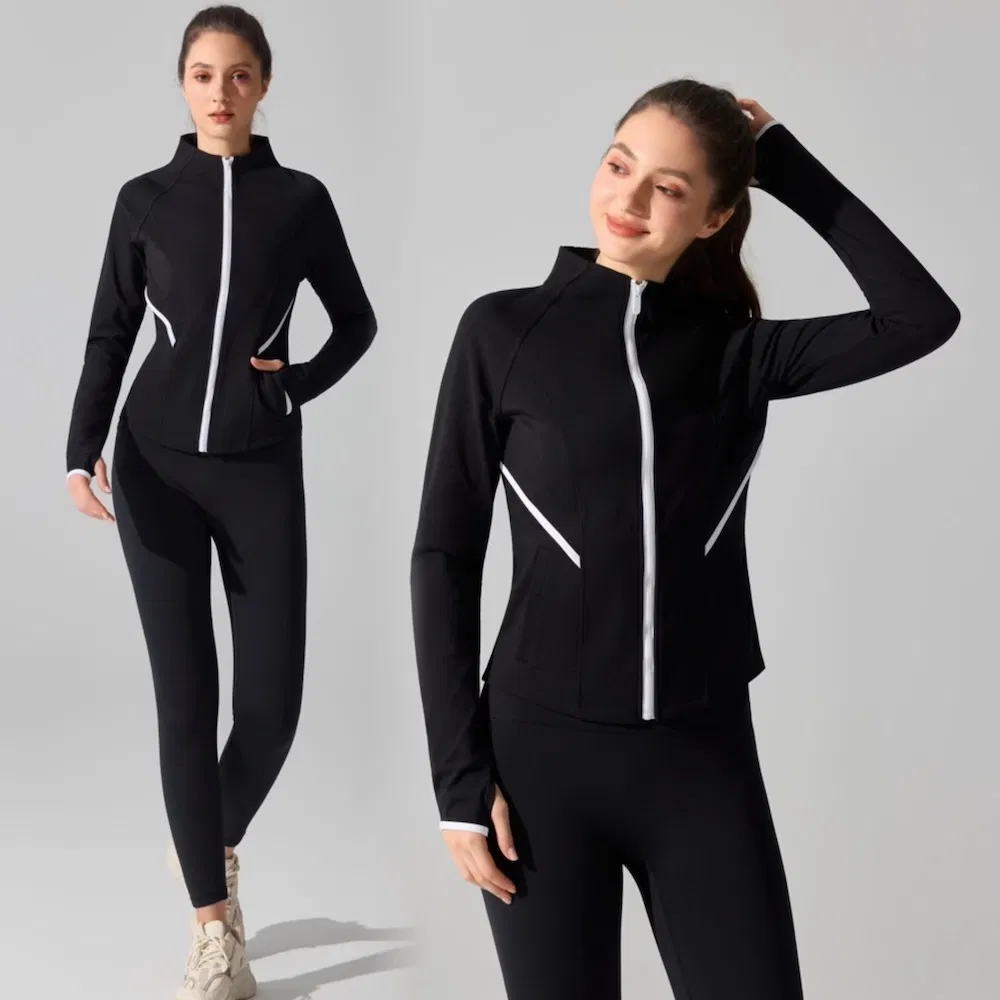 New Design Winter Fleece Lined Running Jacket for Women, Full Zip Winter Cold Weather Gear Thermal Cycling Workout Coats with Side Pockets and Thumb Holes