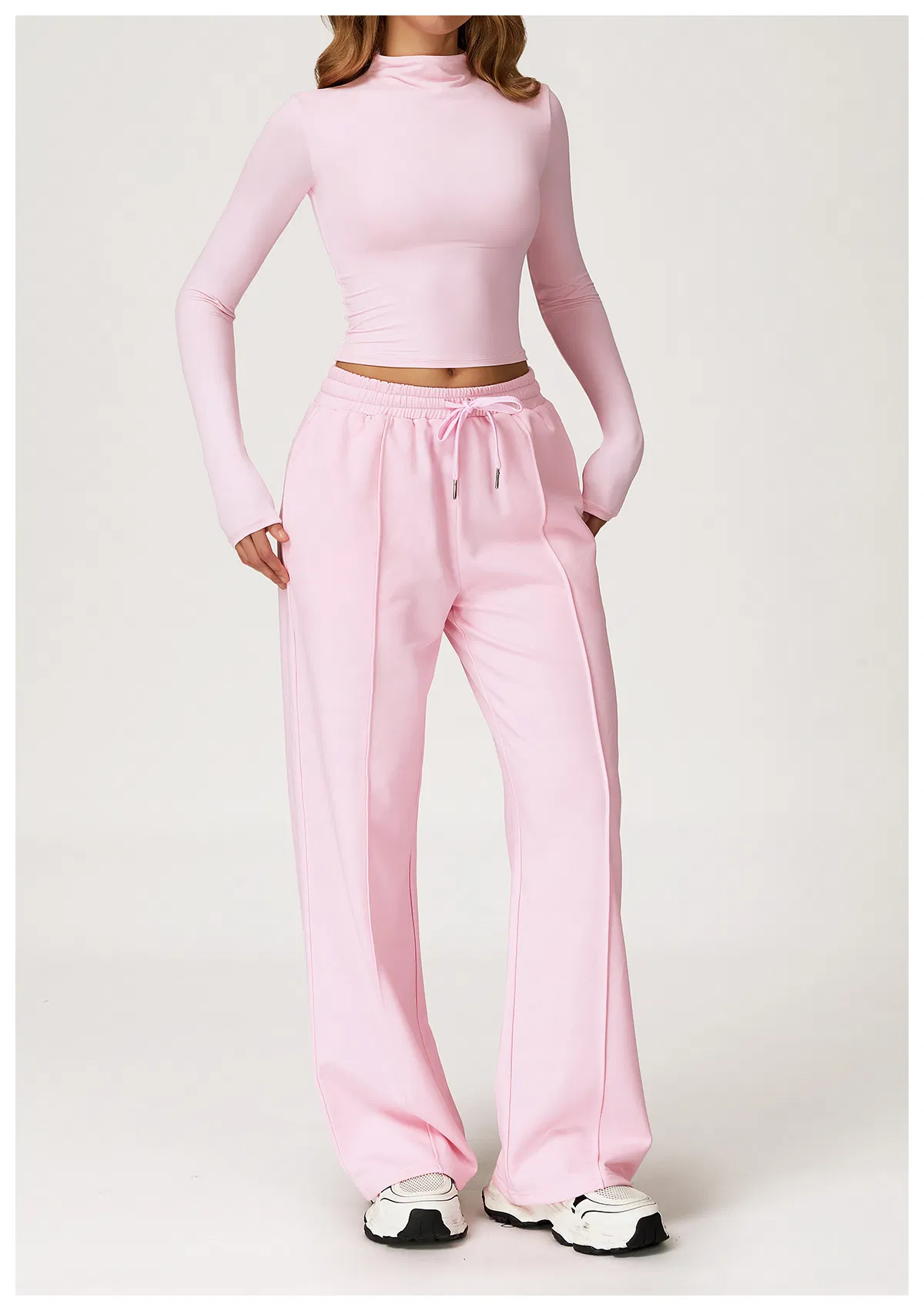 Wholesale Womens Custom Long Sleeve Shirt Moisture Wicking Workout Top High Neck Yoga Clothes for Running Gym