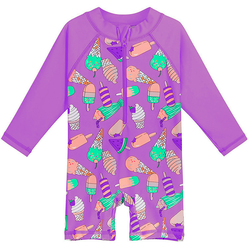 Girl's UV Sun Protection Long Sleeve Swimsuit Zipper Swimwear Bathing Suit