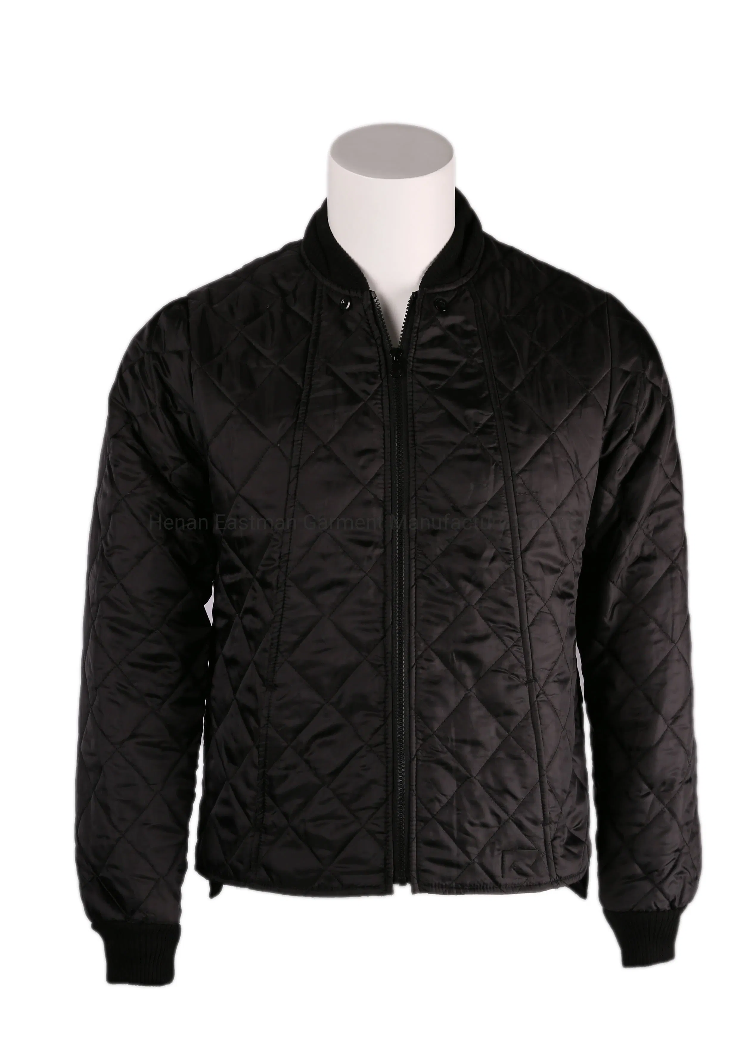 100% Polyester Mens Work Black Winter Quilted Thermal Freezer Jacket