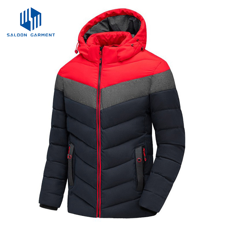 Customized Men's Winter High Warmth Fleece Lining Puffer Hooded Jackets