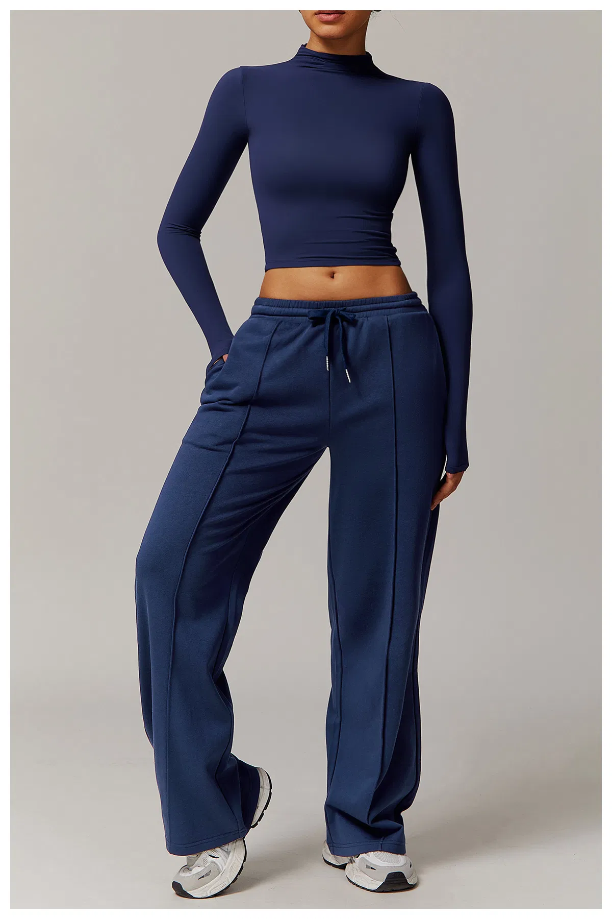 Wholesale Womens Custom Long Sleeve Shirt Moisture Wicking Workout Top High Neck Yoga Clothes for Running Gym