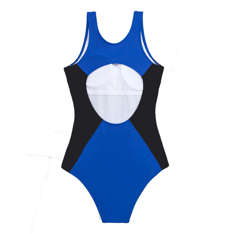 Womens Splice panel Fitness One-Piece Swim Suit Sports Racing Swimwear for Adult Junior