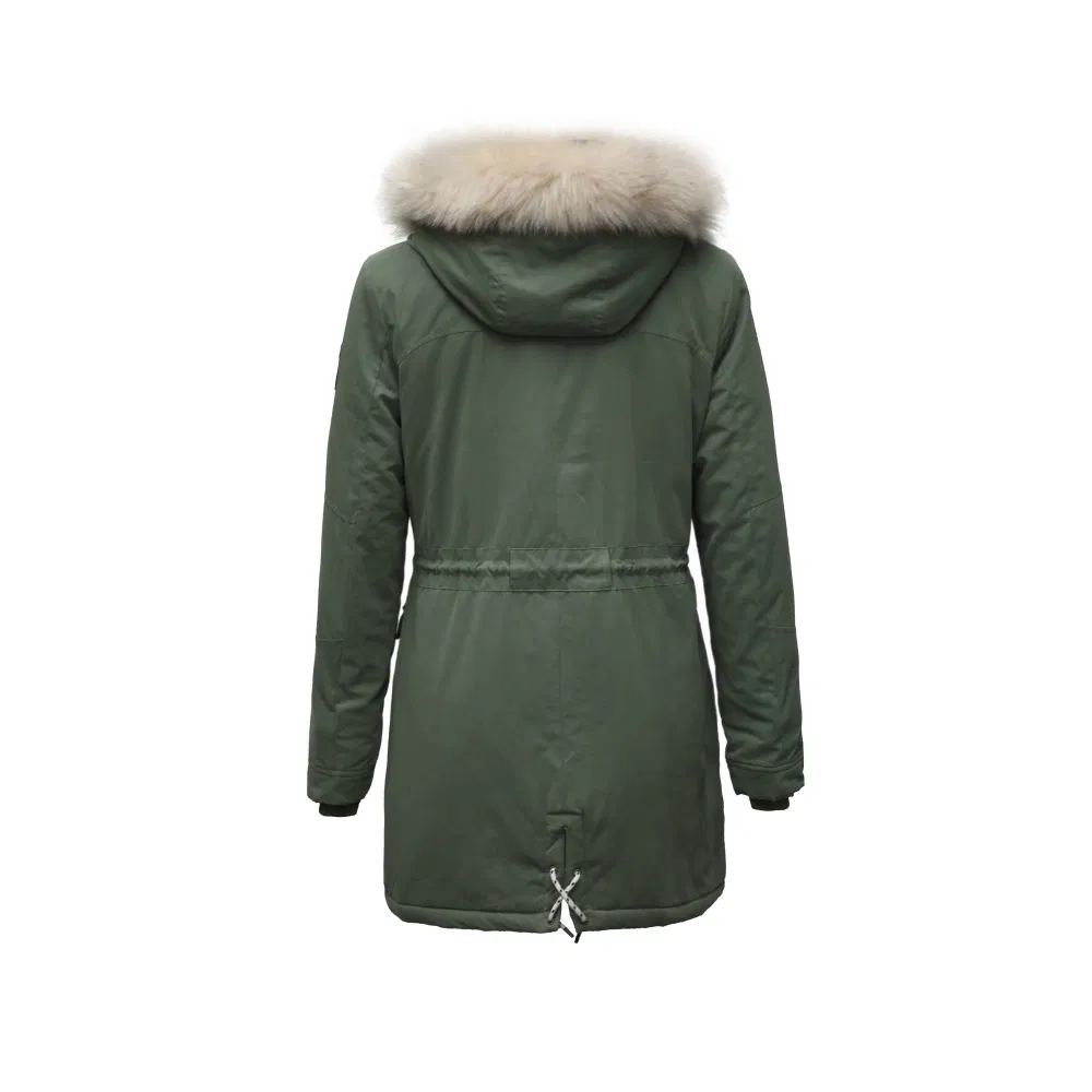 Heavy Hooded Parka Thermal Insulated Jacket with Quilt Padding &amp; Detachable Fake Fur for Winter Outdoor