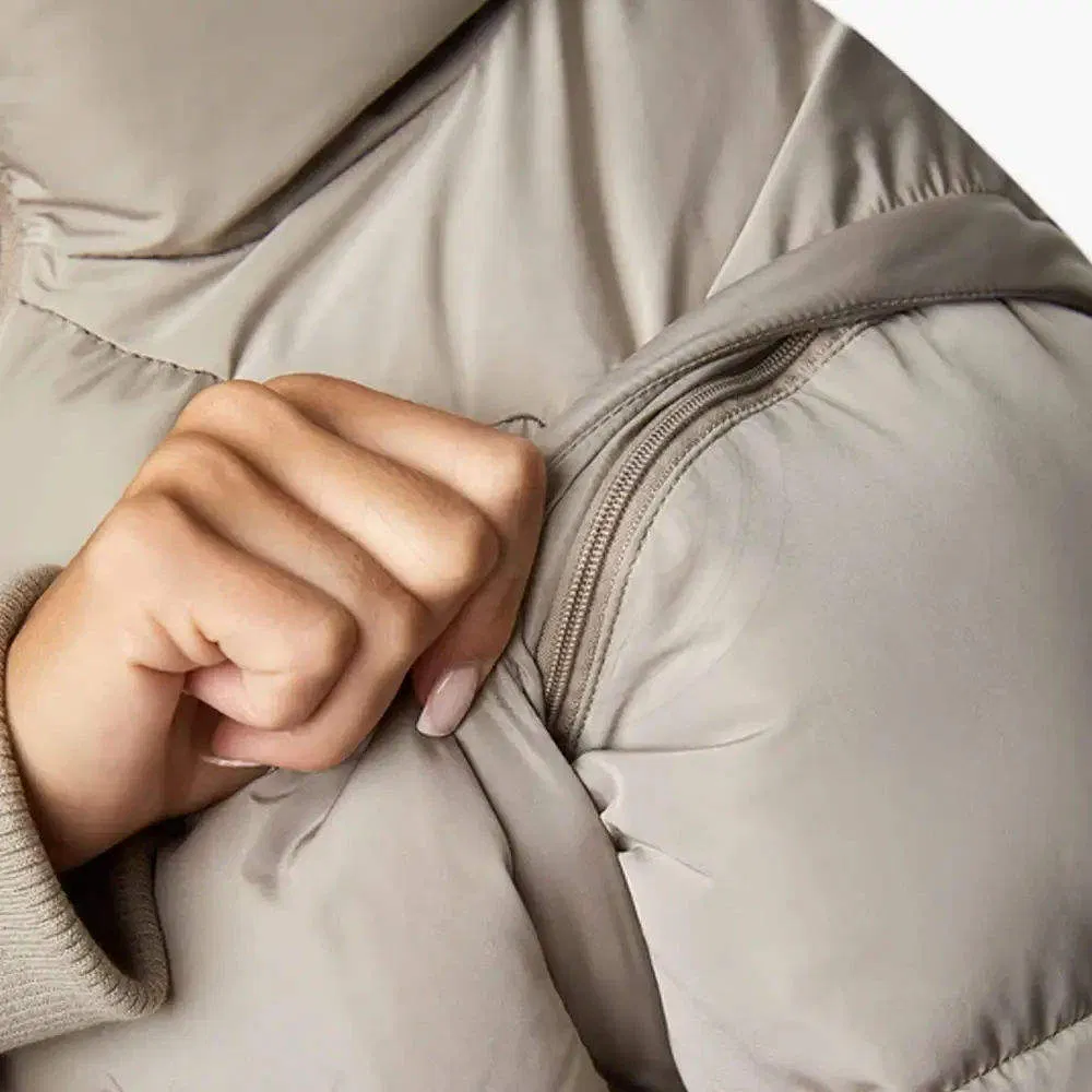 Custom Women's Wingproof Cropped Insulated Padded Winter Outdoor Warm Detachable Sleeve Winter Hooded Puffer Jacket Eco-Friendly Thick Outerwear