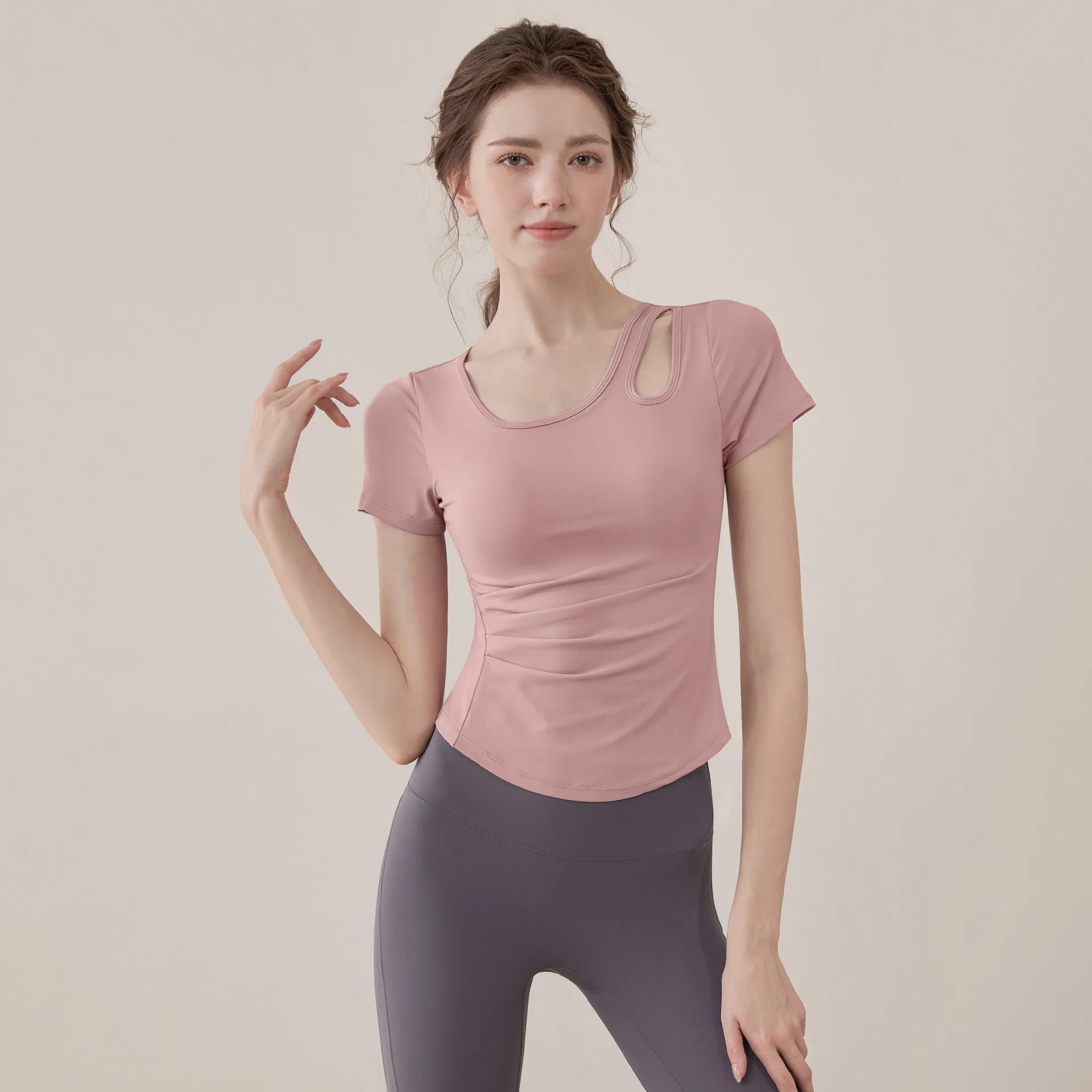 Slim Fit Yoga Shirt Top with Moisture-Wicking