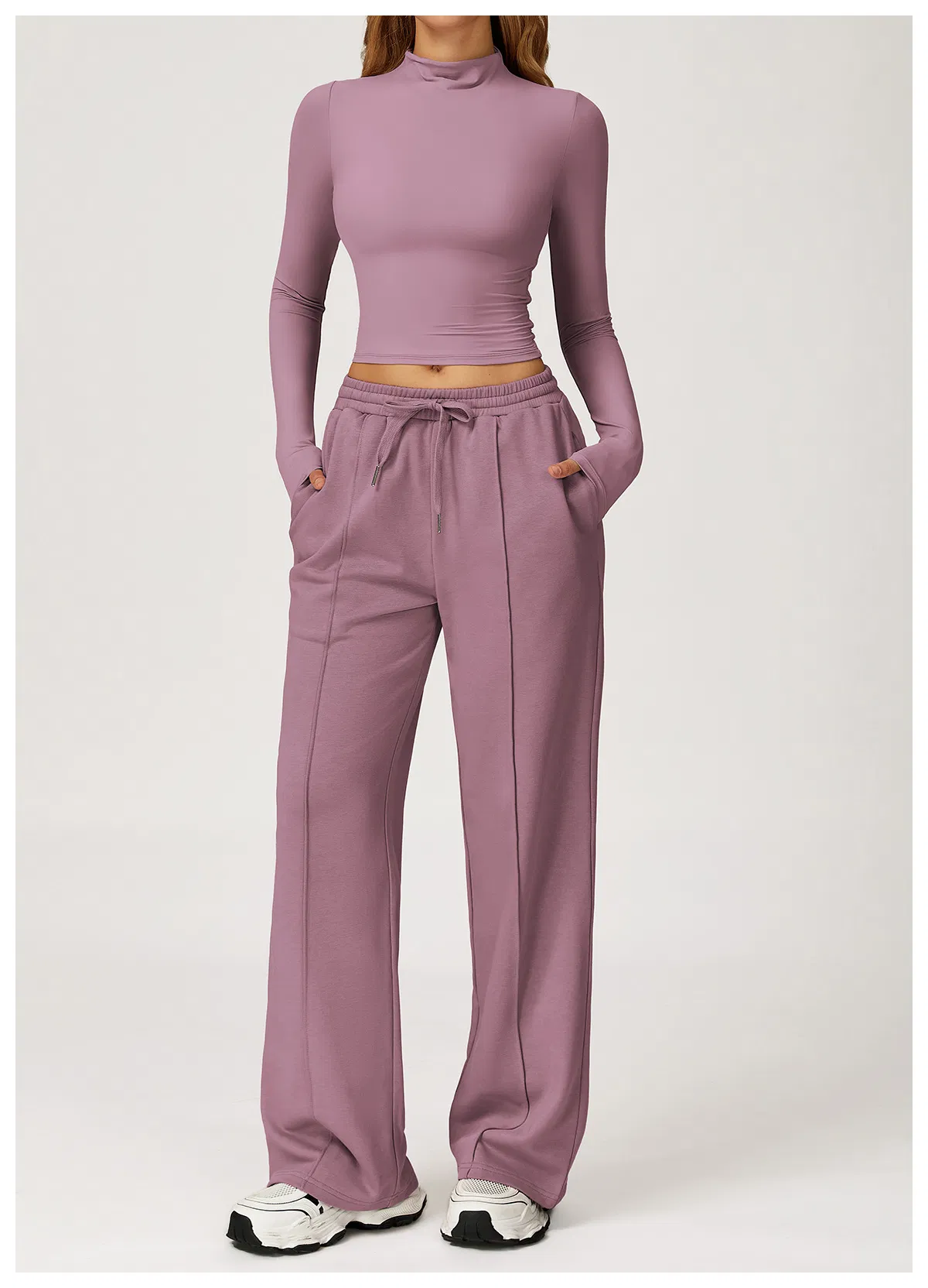 Wholesale Womens Custom Long Sleeve Shirt Moisture Wicking Workout Top High Neck Yoga Clothes for Running Gym