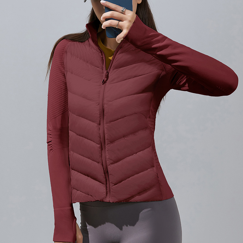 Women's Lightweight White Goose Down Jacket Slim Fit Windproof Yoga Fitness Outdoor Coat