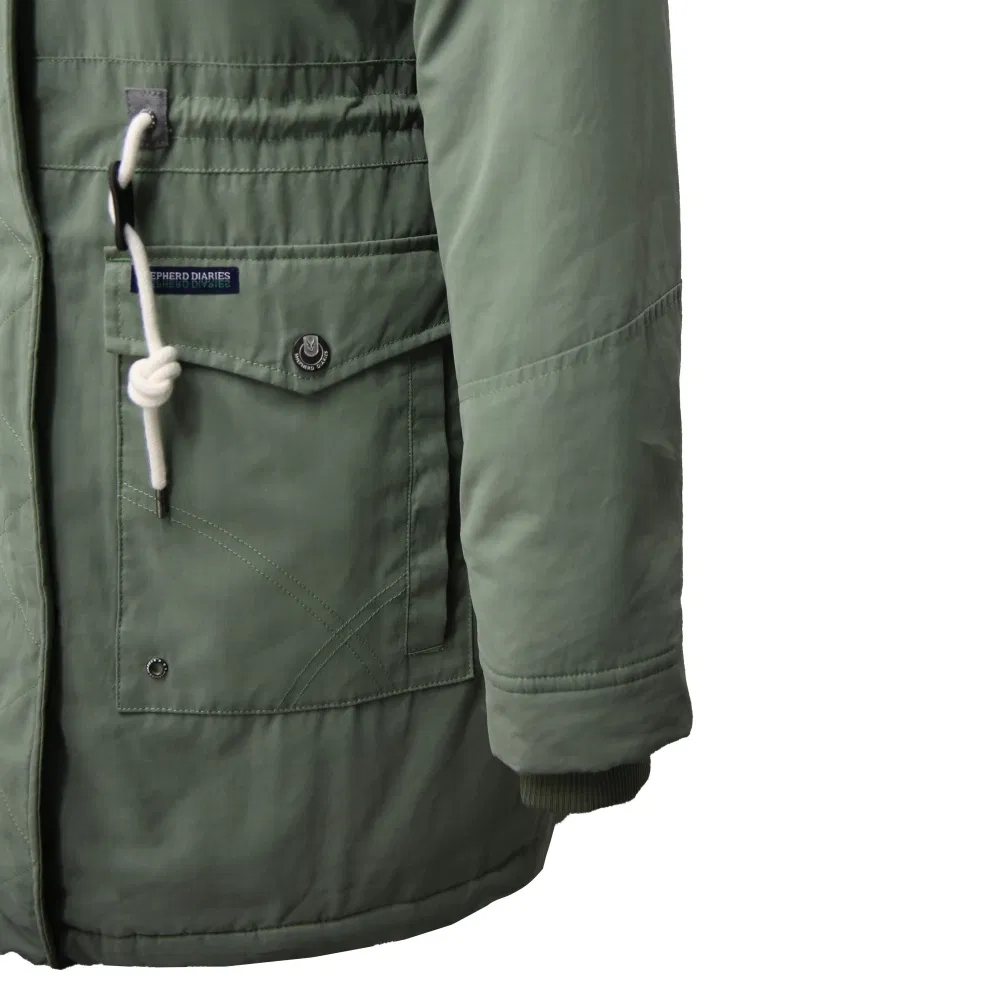 Heavy Hooded Parka Thermal Insulated Jacket with Quilt Padding &amp; Detachable Fake Fur for Winter Outdoor