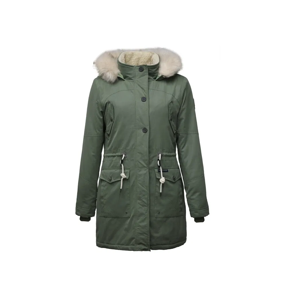 Heavy Hooded Parka Thermal Insulated Jacket with Quilt Padding &amp; Detachable Fake Fur for Winter Outdoor
