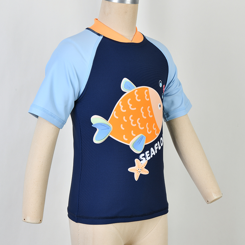 Boys Rash Guard Children UV Protection Swimsuit Kid Zipper Ecofriendly Swimwear