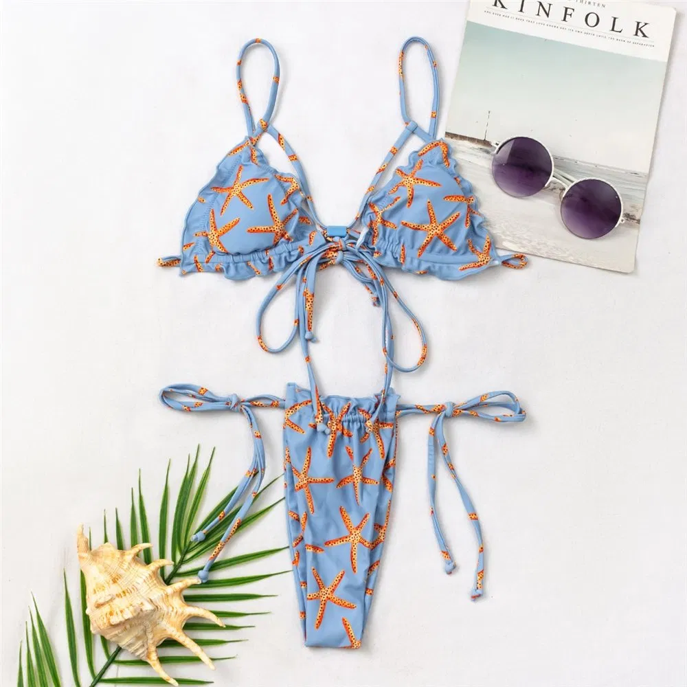 Triangle Micro Bikini Set String Swimwear 2022 Women Swimming Suit Sexy Ruffles Bathing Suit