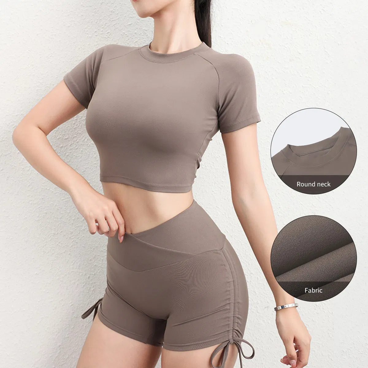 New Fashion Tight Round Neck Quick Dry Moisture Wicking Breathable Skin Friendly Activewear Sports Yoga Tops for Women
