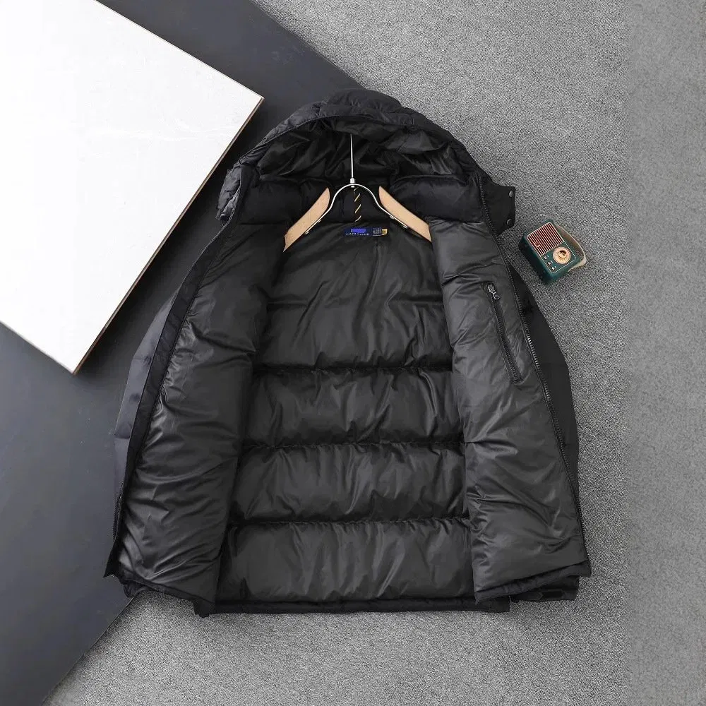 High Quality Men's Down Jacket Winter New Casual Outerwear Polo Hooded Puffer