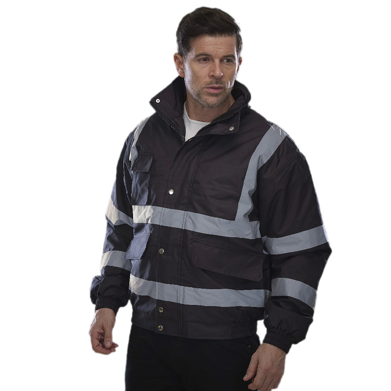 Custom Hi Vis Hoodie Polyester Oxford Waterproof Reflective Safety Clothing Outdoor Thermal Winter Workwear Safety Jacket