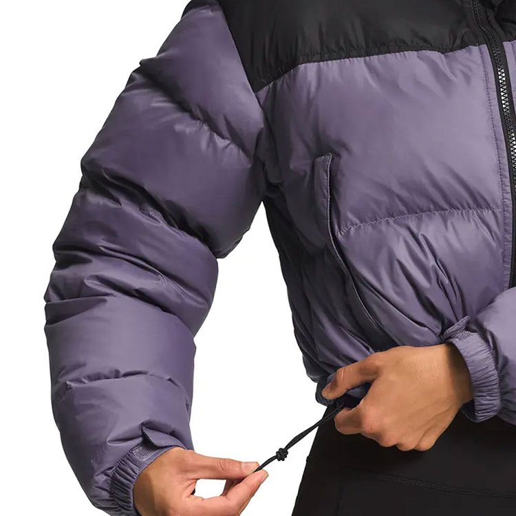 Custom Women's Wingproof Cropped Insulated Padded Winter Outdoor Warm Detachable Sleeve Winter Hooded Puffer Jacket Eco-Friendly Thick Outerwear