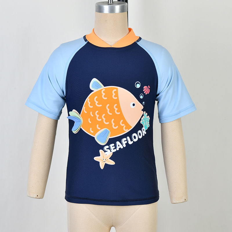 Boys Rash Guard Children UV Protection Swimsuit Kid Zipper Ecofriendly Swimwear