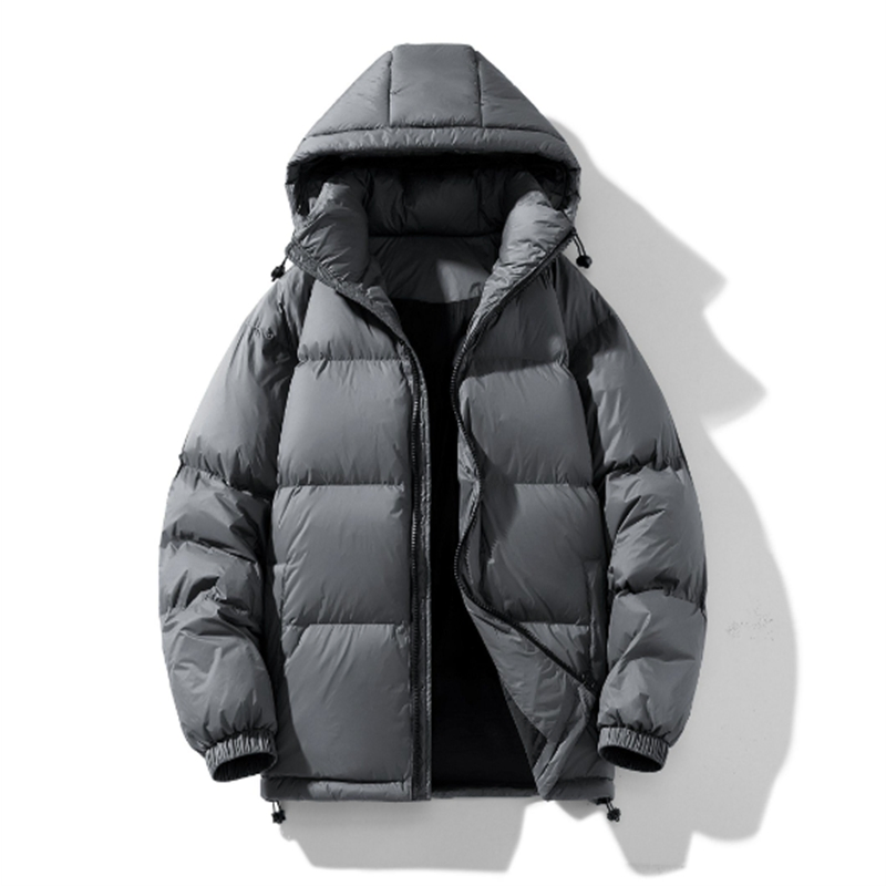 Custom Polyester Hooded Elastic Hem Unisex Puffer Jacket