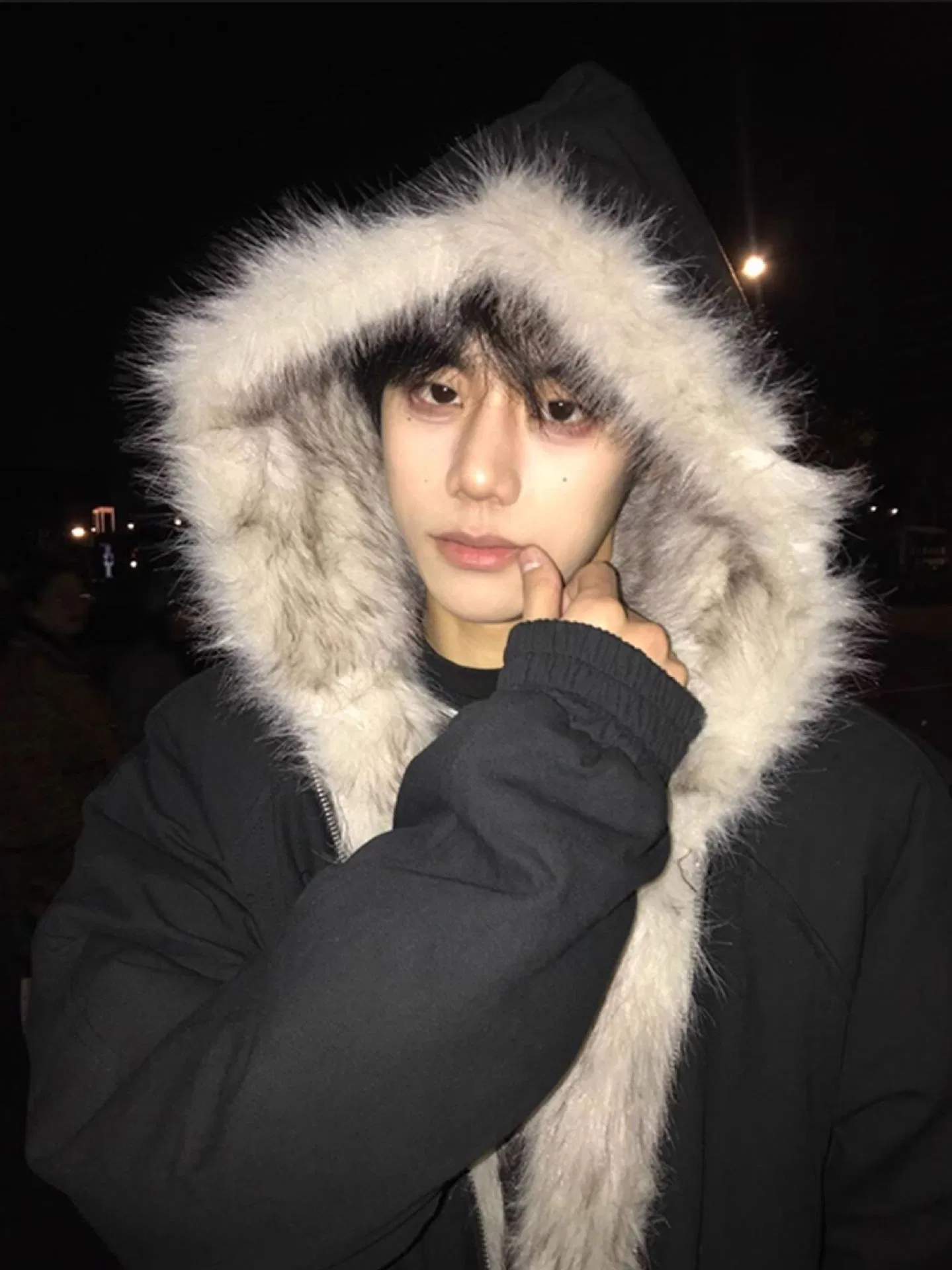 Men's Winter Fleece Collar Hooded Puffer Jacket