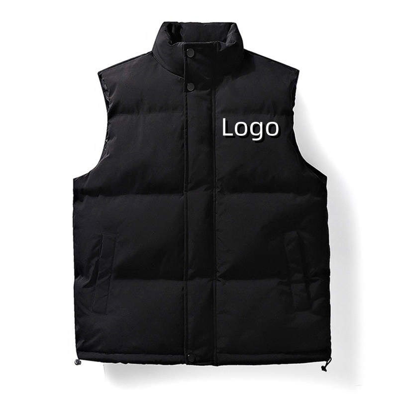 Custom Men's High Quality 100% Nylon Insulated Warm Stand Collar Zipper Outerwear Sports Workwear Padding Duck Down Winter Vest