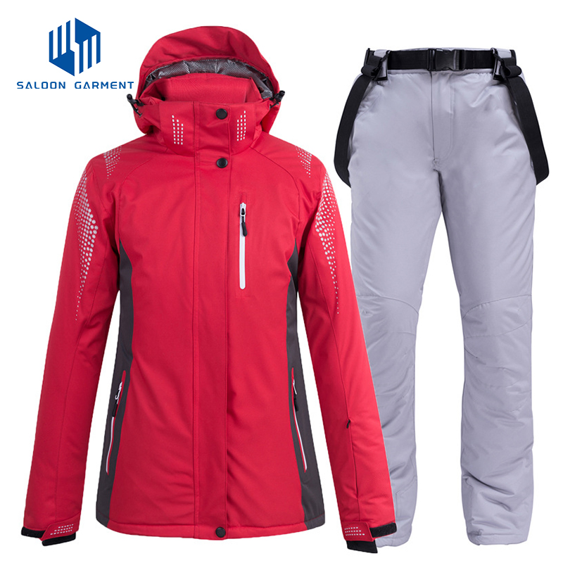 Women's Winter Outdoor Sportswear One-Piece Waterproof Ski Jackets Pants Snow Outfit Warm Clothes Snowboard Suit