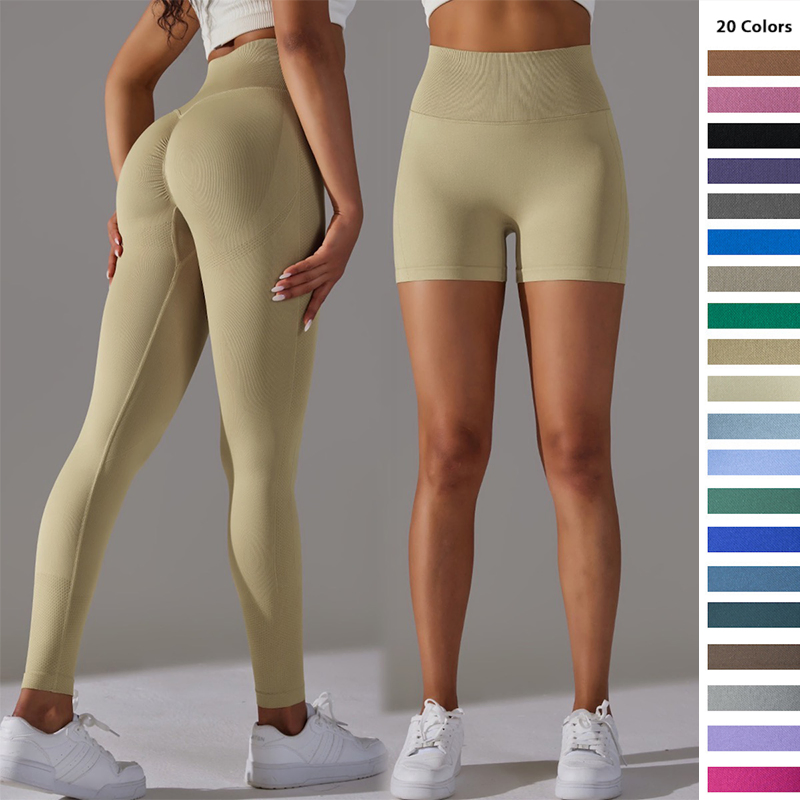 Amazon Hot-Sale Essential High Waisted Seamless Peach Lift Shorts and Leggings with Contour, Custom Ladies Activewear Exercise Tight Trousers Running Yoga Pants