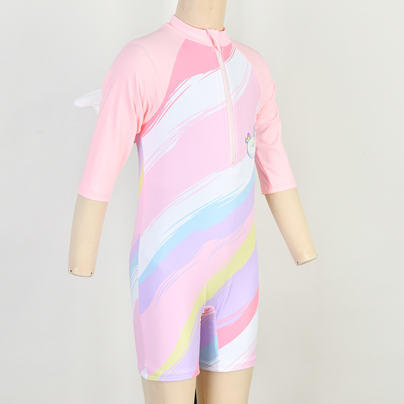 Children Ecofriendly UV Protection Swimsuit Girls One Piece Rash Guard Kid Wing Swimwear