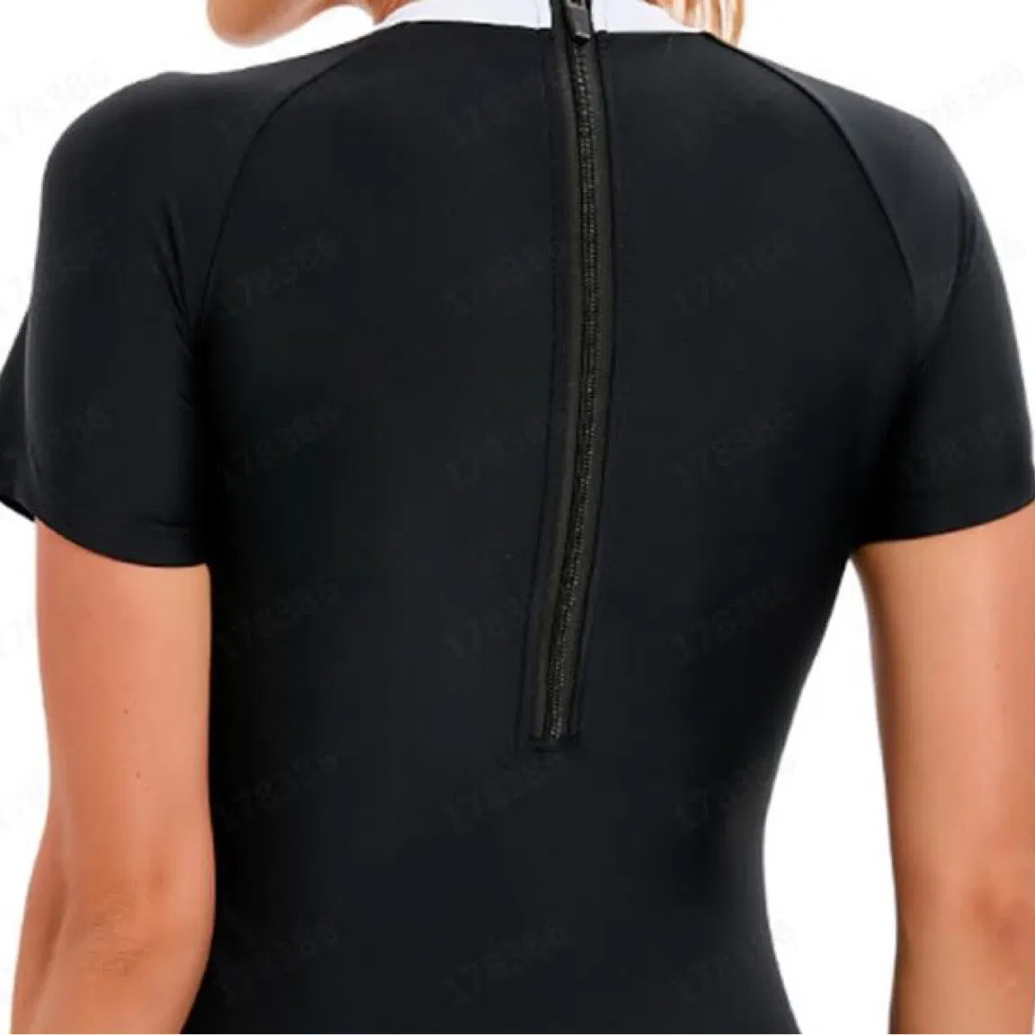 High Quality Solid Color Patchwork Round Neck Swimwear for Women One Piece Surfing Suit Swimsuit