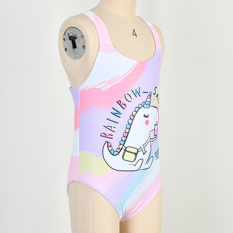 Kids One Piece Swimsuit Shiny Fabric Bathing Suit UV Protection Children Swimwear