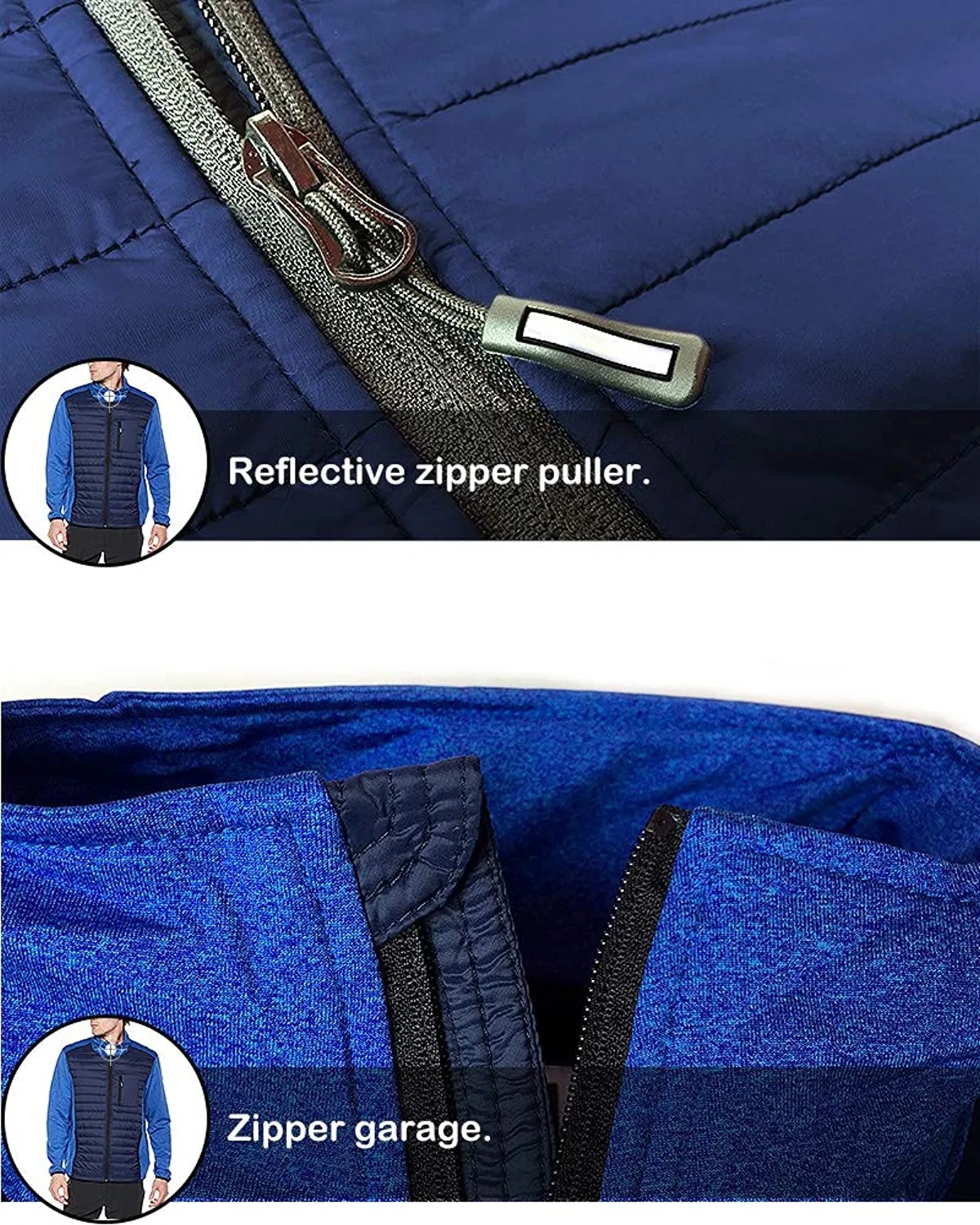 Men′ S Insulated Hybrid Hiking Jacket, Lightweight Thermal Running Jacket Quilted Outerwear Jacket