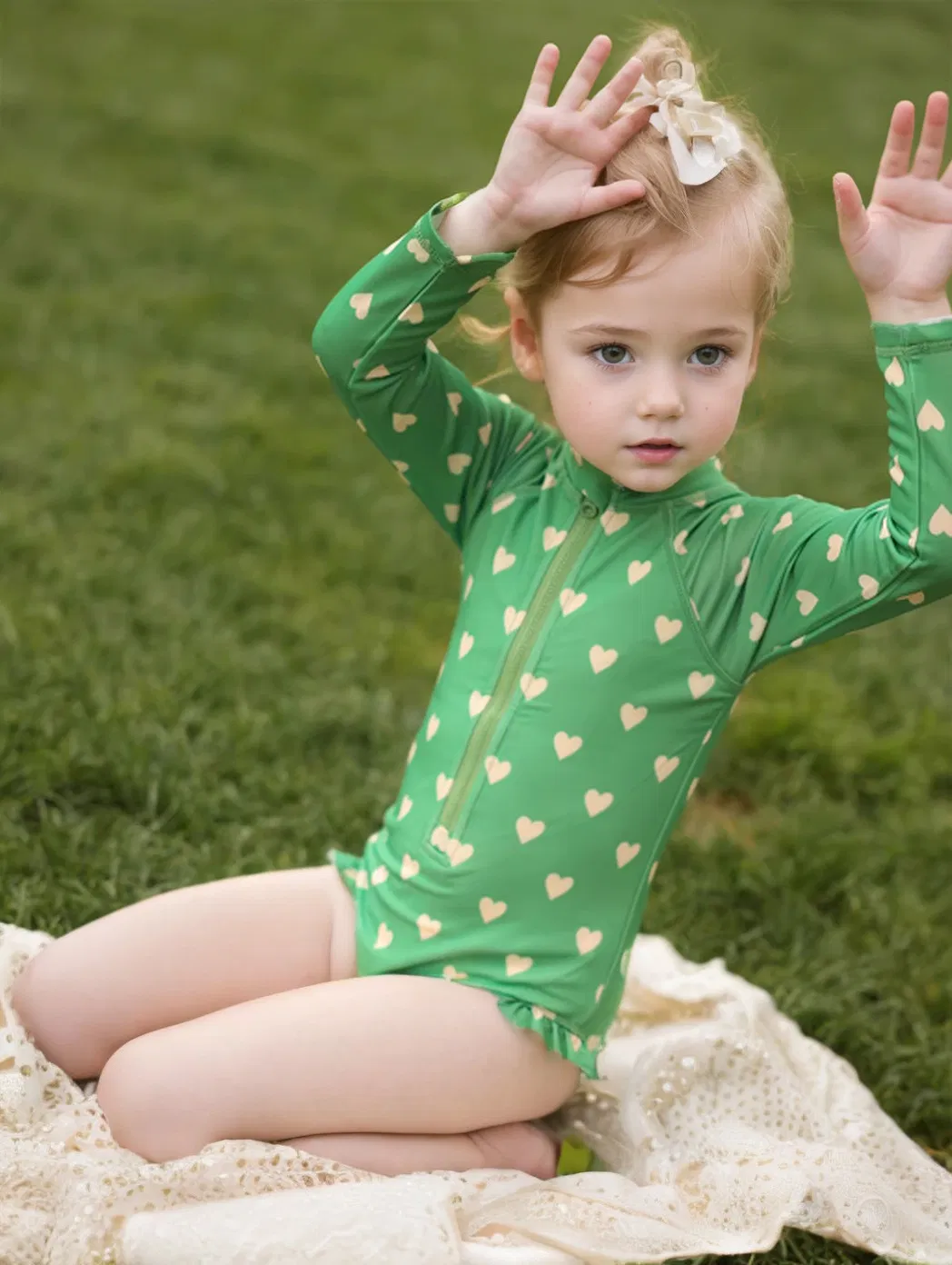 Custom Printed Summer Girls Swimwear UV Protection Swimsuit Set Kids Children Swim Wear Baby Bikini Swimwear Beachwear