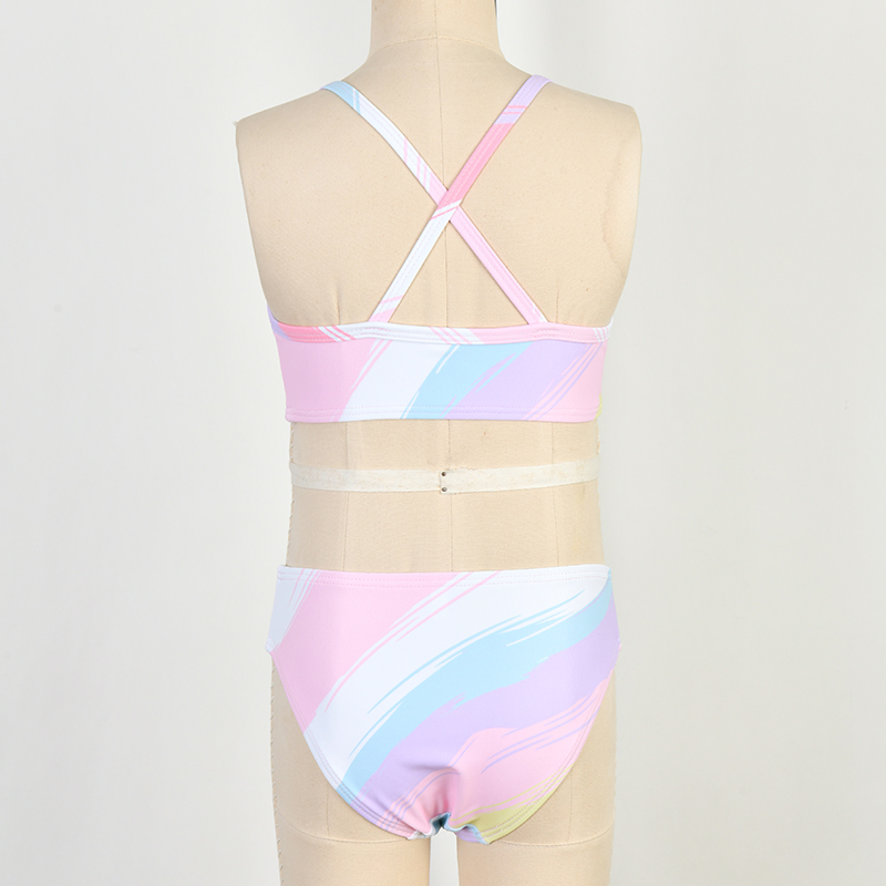 Two Sets Bikini UV Protection Swimsuit Girls Beachwear Small Ruffles Kid Ecofriendly Swimwear